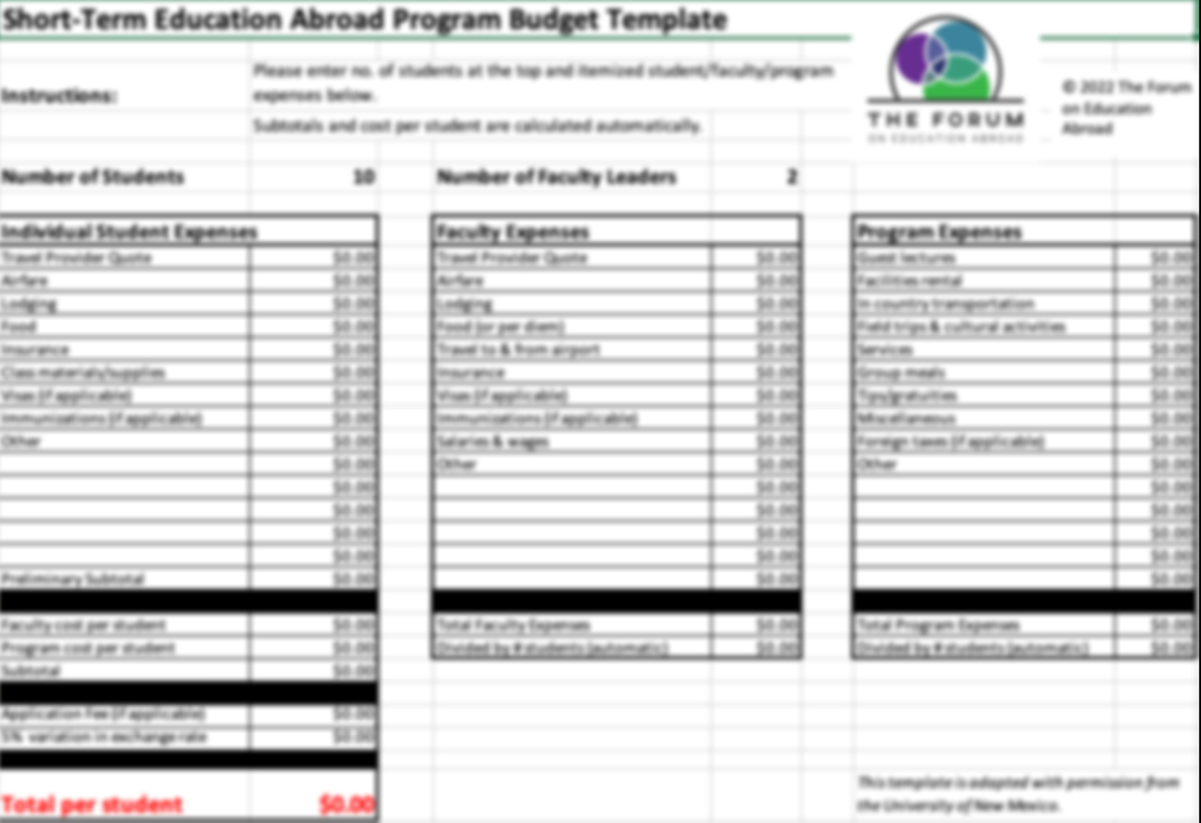 Basic Budget Template for Program Leaders 